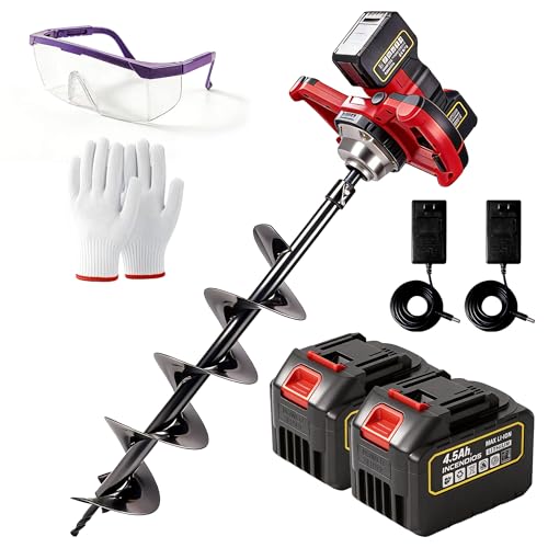 42V Cordless Auger Post Hole Digger with 2x4.5Ah Batteries & Dual Chargers - color: Black