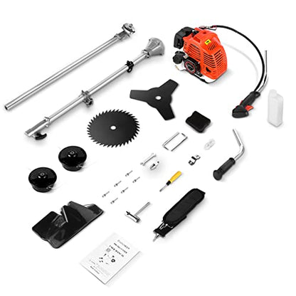 4-in-1 Weed Wacker 58cc Gas String Trimmer, Brush Cutter Orange