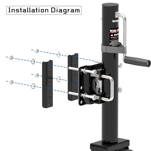 6" Dual-Wheel Trailer Jack, 1500lbs,13" Lift, for RV, Boat, Trailer - color: Black