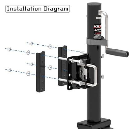 6" Dual-Wheel Trailer Jack, 1500lbs,13" Lift, for RV, Boat, Trailer - color: Black