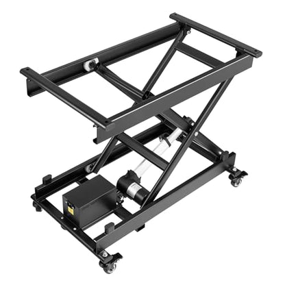 VEVOR Electric Lift Table, 330 lbs Capacity Single Scissor Lift Table, 8-28 in Height Adjustable Lifting Platform, Coffee Table Lift with 4 Wheels, for Material Handling and Transportation, Black