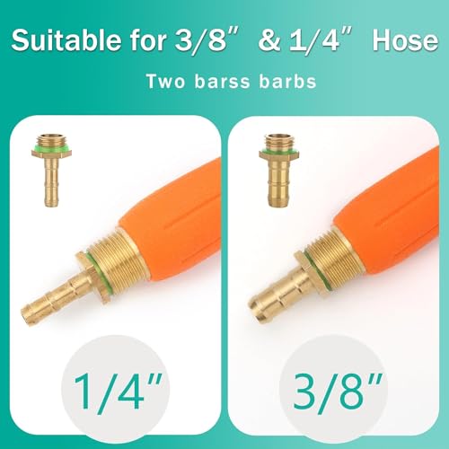 All Metal Sprayer Wand with 3 Types of Nozzles, Fan Nozzle Replacement Sprayer Wand, Stainless Steel Sprayer Wand with 1/4" & 3/8" Brass Barb and 2 Hose Clamps (3 Nozzles 44 Inches Sprayer Wand) - style: 3 Nozzles 44 Inches Sprayer Wand
