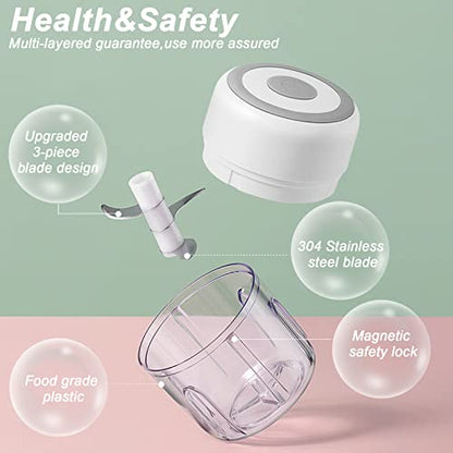Electric Garlic Chopper, 250ML Vegetable Chopper, Food Chopper - color: 250ML White