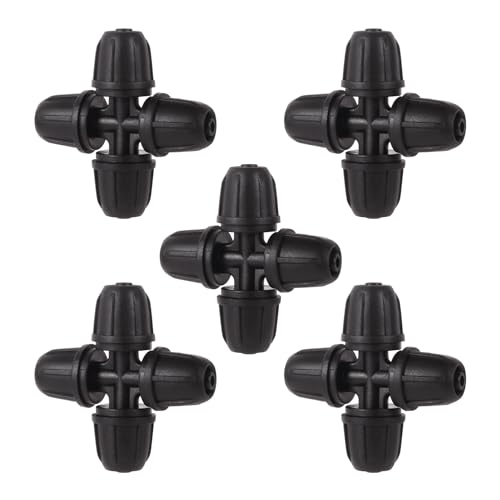20Pcs 4 Way 1/4" Cross Couplings Drip Irrigation Fittings,Black - color: Black-4-Way