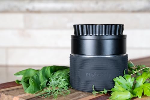 nugbuddy Herb & Spice Grinder | Toothless Mill | Non-Stick Ceramic Coating | Glass Chamber | Storage Compartment | Screen Free | Fluffy Grind | Kitchen Tool