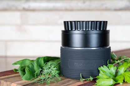 nugbuddy Herb & Spice Grinder | Toothless Mill | Non-Stick Ceramic Coating | Glass Chamber | Storage Compartment | Screen Free | Fluffy Grind | Kitchen Tool