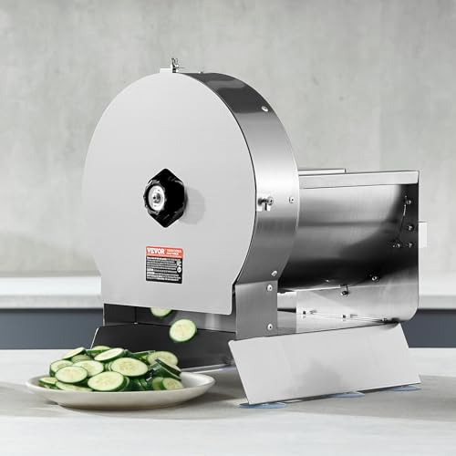 VEVOR Electric Vegetable Slicer, 0-0.5"/0-12mm Thickness Adjustable Commercial Slicer Machine, Convertible to Manual, Stainless Steel Food Cutter Slicing Machine, for Potato, Lemon, Tomato, Apple - size: Electric-Vegetable-Stainless Steel