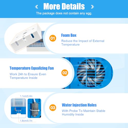 48 Egg Incubator, Digital Poultry Hatcher Machine, with 360° Uniform Heating, Temperature & Humidity Control, Automatic Egg Turn, for Hatching Chicken Quail Birds