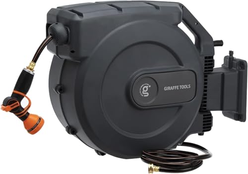 Giraffe Tools 1/2" 130FT Garden Retractable Hose Reel Wall Mount Auto Rewind - size: 1/2" 130FT