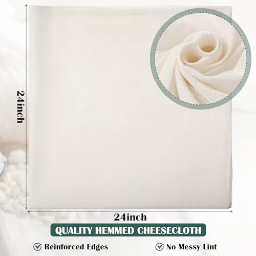 Reginary 24 Pcs 15 x 15 Inches Cheese Cloths for Straining Cheesecloth Bulk - size: 15 x 15 Inches