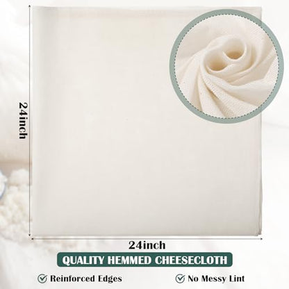 Reginary 24 Pcs 15 x 15 Inches Cheese Cloths for Straining Cheesecloth Bulk - size: 15 x 15 Inches