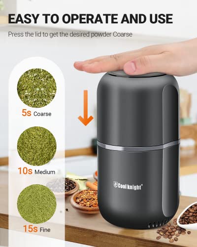 COOL KNIGHT Electric Herb Grinder, Fast Grinding, 120g Large Capacity - color: Grey 2