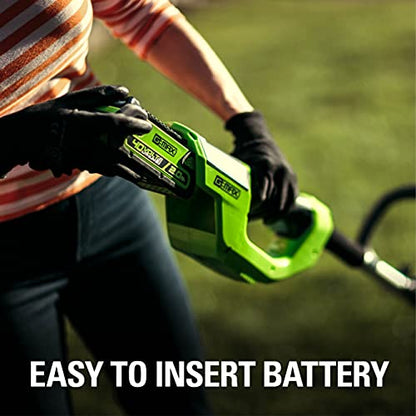 Greenworks 40V 12 in Cordless String Trimmer, 2.0 Ah Battery and Charger - size: 12" (Battery Included), style: String Trimmer