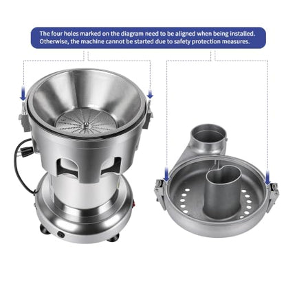 Juicer Machine, Fruit and Vegetables Juice Maker, Commercial Juice Extractor Stainless Steel Heavy Duty 110V 370W