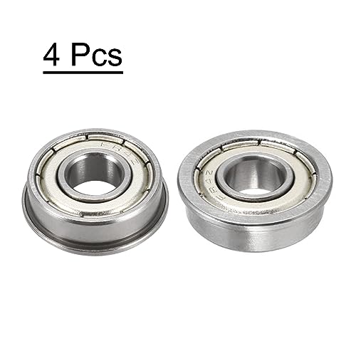 uxcell FR4ZZ Flanged Ball Bearing 1/4 x 5/8 x 10/51 inch Double Shielded Chrome Steel Flange Bearings, 4pcs - size: 1/4x5/8x10/51