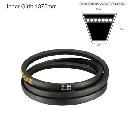 uxcell A54 Drive V-Belts 54" Inner Length 13mm Width 8mm Thick JIS Standard A-Section Rubber Drive Transmission Belt - size: 54"