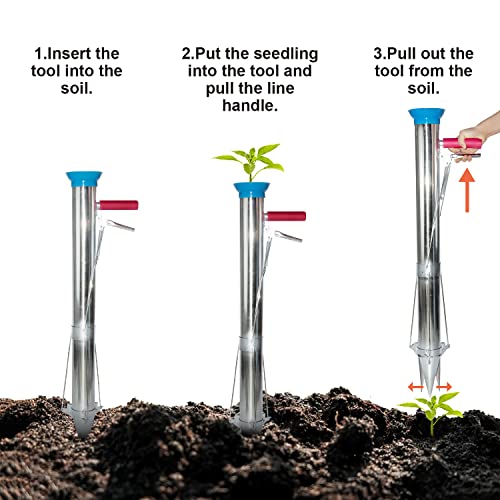 AIWFL Seedling Transplanter Long Handled Bulb Planter Tools Stainless Steel - size: Single Handle