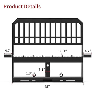 YITAMOTOR 45" Skid Steer Pallet Forks Frame Attachment, 4000 lbs Capacity