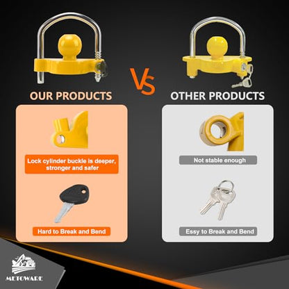 METOWARE Trailer Coupler Lock, Fit 1-7/8", 2", 2-5/16" Coupler, Yellow - color: Yellow, size: 1 PACK