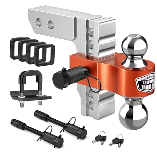 Kohree 6" Adjustable Trailer Hitch with Anti Rattle Clamp Fit 2" Receiver - color: Orange, size: 6" Drop Hitch