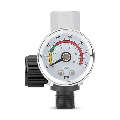 Air Adjusting Regulator Valve with Pressure Gauge for Spray Gun and Air Tools (1/4” NPT)