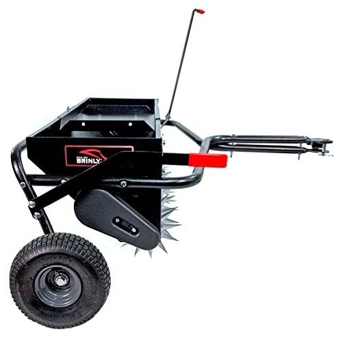 Brinly Tow Behind Combination Aerator Spreader with Weight Tray, 40-Inch, Flat Black - color: Flat Black