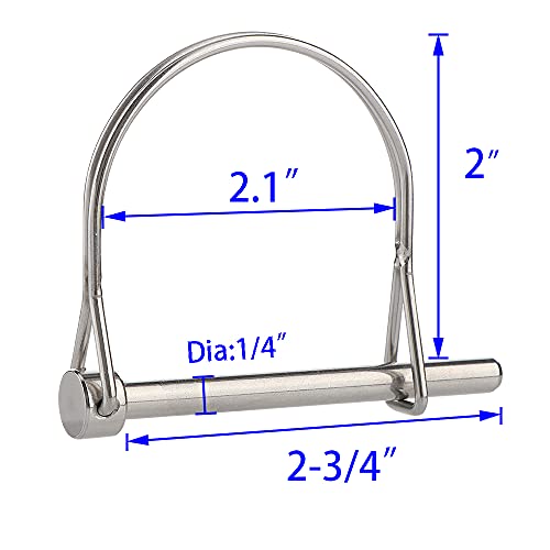 2 Pcs Extended Pto Pin, Safety Coupler Pin 1/4" x 2-3/4"(6.3mm x 70mm), Full Marine Grade 316 Stainless Steel Heavy Duty Shaft Locking Pin