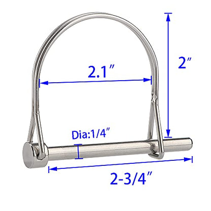 2 Pcs Extended Pto Pin, Safety Coupler Pin 1/4" x 2-3/4"(6.3mm x 70mm), Full Marine Grade 316 Stainless Steel Heavy Duty Shaft Locking Pin