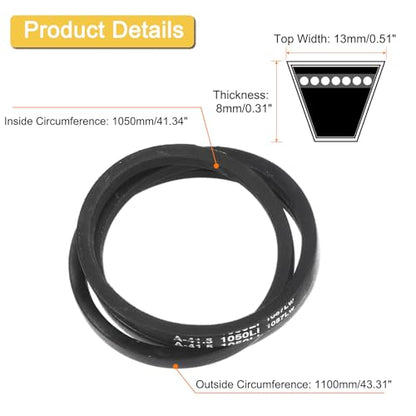uxcell A41 1/2 Classic Wrapped V-Belt, 43" Outside Circumference, Black, Industrial Rubber V-Belt - size: A41 1/2