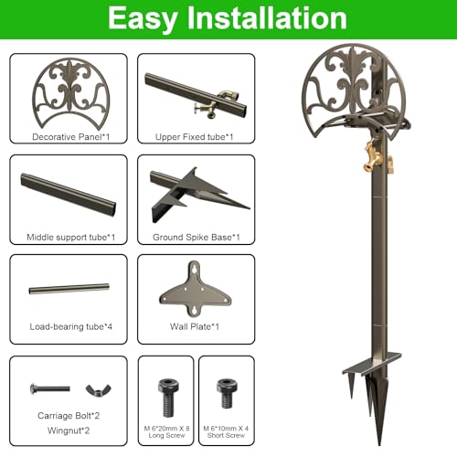 GOFORWILD Hose Stand with Brass Faucet, Holds 150 ft 5/8-in Hose