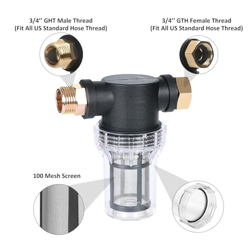STYDDI Garden Hose Sediment Filter for Well Water, Inline Garden Filter