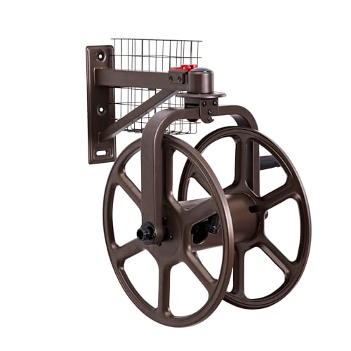 Liberty Garden Single Arm Navigator Hose Reel with Pull Up Latch, Bronze - style: Single Arm, Pull up Latch, Bronze