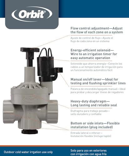 Orbit 57020P 1" FPT 100 Series Automatic Inline/Angle Sprinkler Valve with Flow Control - size: 1 Inch, style: Angle