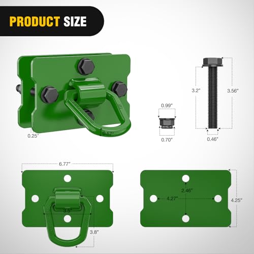 Nilight 1/2" Heavy Duty Trailer D Ring Tie Down Anchors with Backing Plates - color: Dark Green, size: D Ring