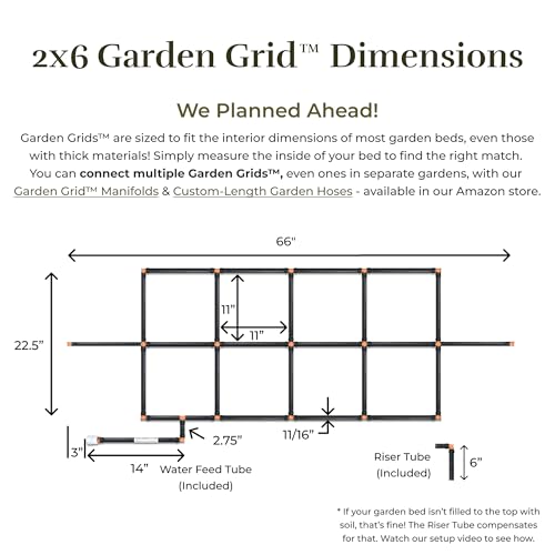 Garden Grid 2x6 | Garden Irrigation System for Raised Beds | Cornerless - size: 2x6, style: Cornerless