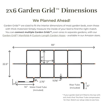 Garden Grid 2x6 | Garden Irrigation System for Raised Beds | Cornerless - size: 2x6, style: Cornerless