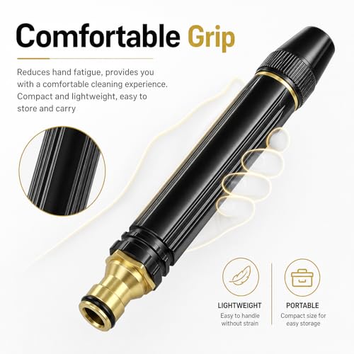 2026 Upgraded Home High Pressure Car Wash Water Gun,Adjustable High Pressure Water Cannon Nozzle Sprayer for Car Garden Driveway Washing,Portable Highs Pressures Hose Nozzle