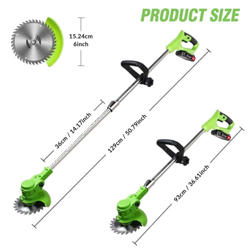 Cordless Weed Wacker Eater, String Trimmer Battery Powered Lawn Trimmer - color: Black-green