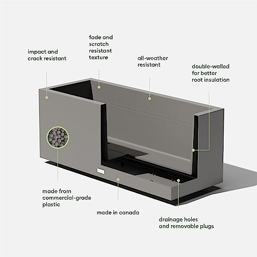 Veradek Block Series Long Box Planter - Rectangular Outdoor Planter - color: Gray, size: Large - 2 Pack