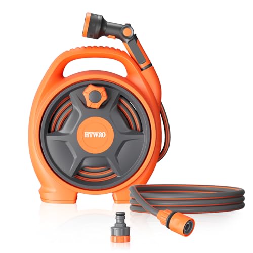 Retractable Garden Hose Reel,45+6FT Portable Hose Reel - color: Orange