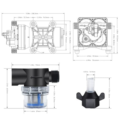 TDRRICH Water Pressure Booster Pump for House，110V RV Water Transfer 5.5GPM 30PSI-75PSI Self-priming Pump,Diaphragm Power Water Pumps for Boats Inline Garden Hose Lawn Camper Sprinkler Irrigation - style: 110V 5.5GPM 75PSI