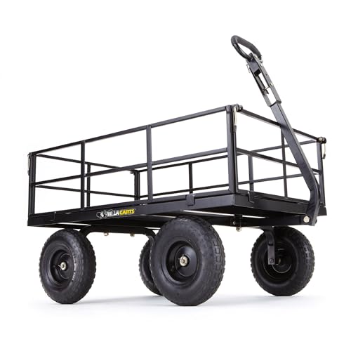 Gorilla Carts Steel Utility Garden Cart, 1200 lb. Capacity, Black - color: Black