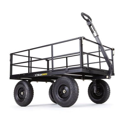Gorilla Carts Steel Utility Garden Cart, 1200 lb. Capacity, Black - color: Black