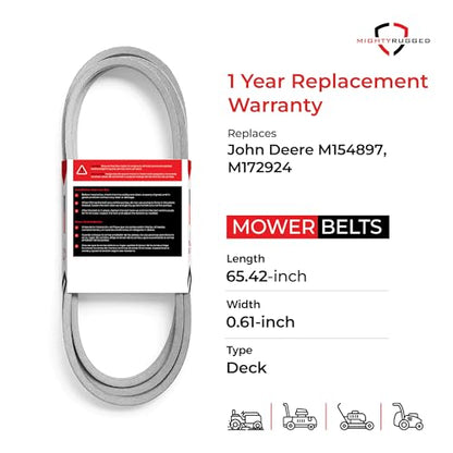 M154897 Drive Belt Replacement for John Deere, Length 65.42", Heavy-Duty Aramid Cord Belt Replaces M154897, M172924 for John Deere X300 X304 X310 X320 X324 X340 X360 X500 X520 X530 X534 X540 X590 - size: 65.42" x 5/8"
