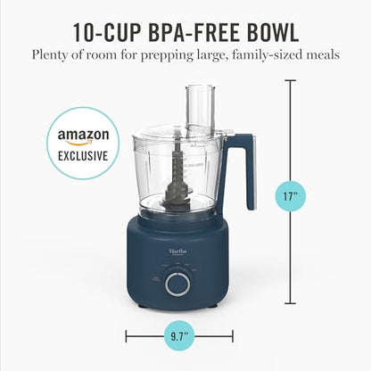 Martha Stewart 10 Cup Food Processor & Electric Chopper, One Touch Pulse - color: Indigo Blue