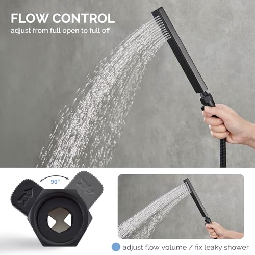 Angle Simple Shower Valve, Water Flow Control Shut Off Valve, Matte Black - color: Matte Black