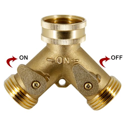 Lifynste 2 Way Brass Hose Splitter, 3/4" Brass Garden Hose Connectors Adapter, 1 Pack - color: Brass
