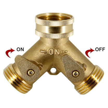 Lifynste 2 Way Brass Hose Splitter, 3/4" Brass Garden Hose Connectors Adapter, 1 Pack - color: Brass