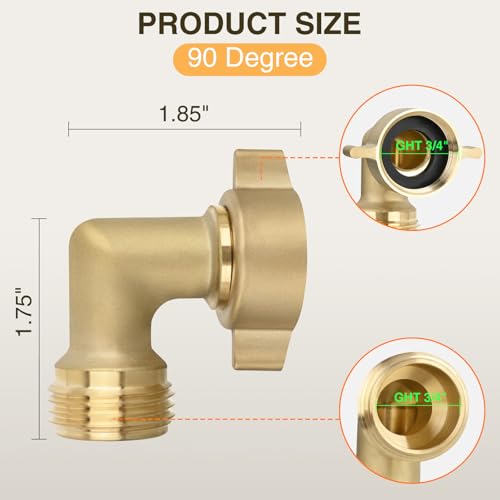 Nilight 90 Degree Hose Elbow, 3/4" Brass Water Connector for RV Camper - size: 90 Degree Hose Elbow