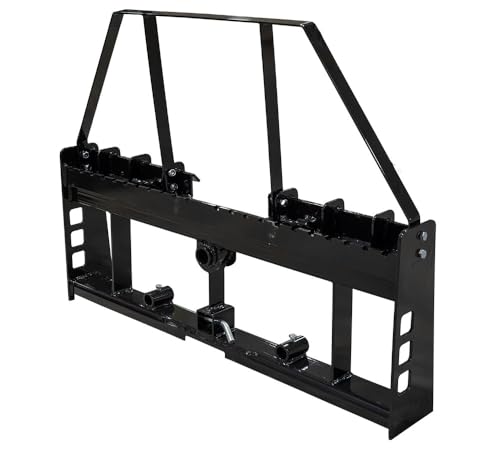 Mytee Products Skid Steer Hay Fork Frame Attachment - 47" Quick Attach Fork Frame with 39" Bale Spear & 17" Stabilizer Spears, 4,000 lbs WLL for Tractors & Loaders